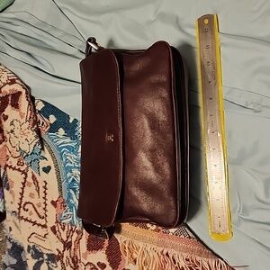 Etienne Aigner Maroon genuine leather crossbody purse